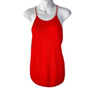 Banana Republic Womens Linen Knit Tank Top Medium High Neck‎ Burnt Orange Layer